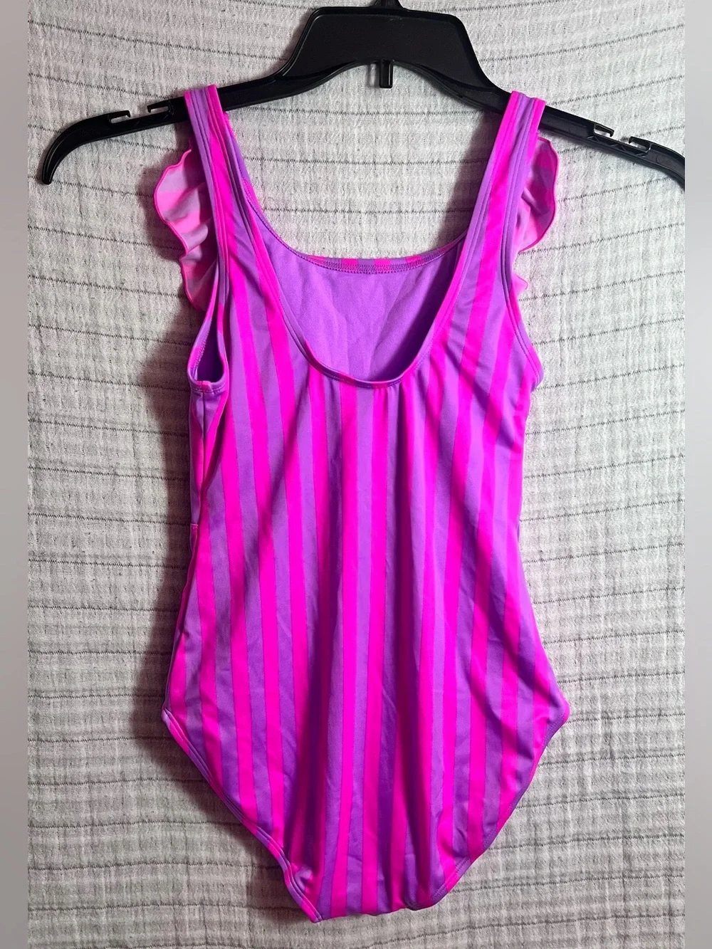 Cat & Jack Pink and Purple Striped Ruffle One-Piece Swimsuit